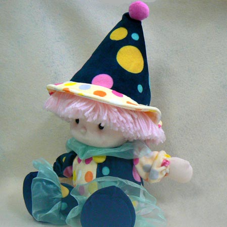 ピエロのぬいぐるみ人形 首振り 大きな帽子 紺色の帽子 オルゴールの通信販売サイト オルゴール屋総本店