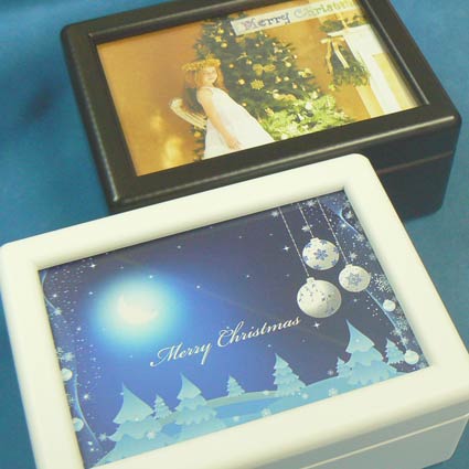 18弁曲目選択 クリスマス用 蓋ガラス宝石箱 2種 フォトフレームオルゴール オルゴールの通信販売サイト オルゴール屋総本店